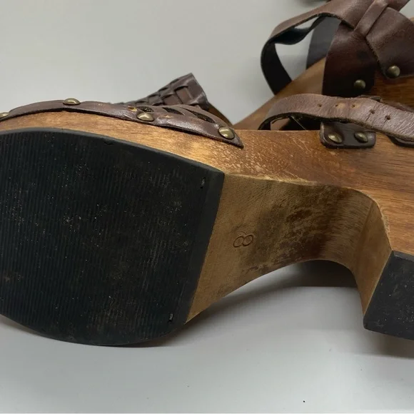 MIA Leather and Wood Woven Clogs-VINTAGE 90s (SIZE 8) - Picture 6 of 11